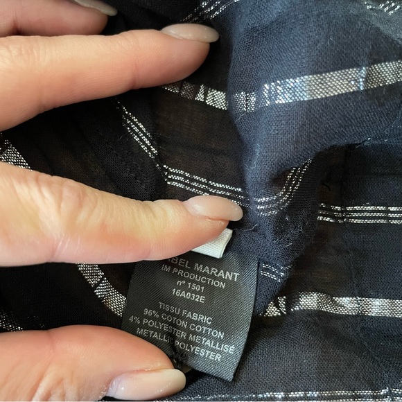 EUC Isabel Marant Sara Flowy Blouse Top Striped Metallic - Picture 5 of 9